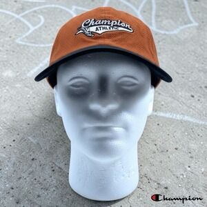 Champion Athletic Hat Cap Orange Strapback Streetwear Skater Embroidered Logo